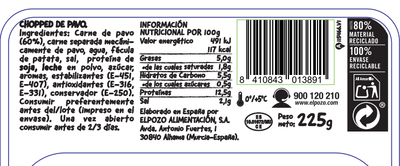 Chopped de pavo ElPozo 225 gr
