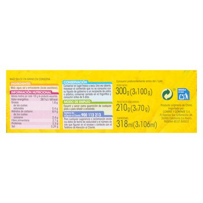 Maíz dulce Alipende pack 3 70g