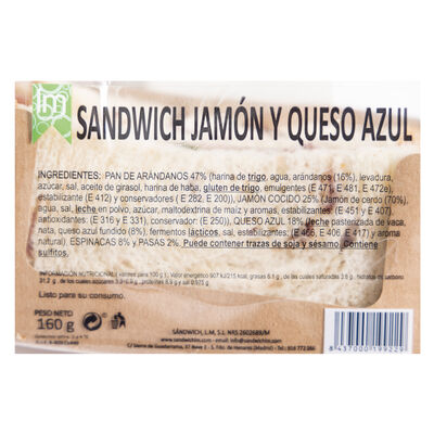 Sandwich gourmet de jamón y queso azul LM 160g