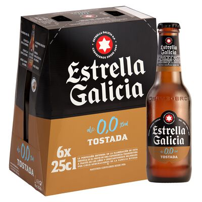 Cerveza tostada sin alcohol Estrella Galicia pack 6 botellas 25cl
