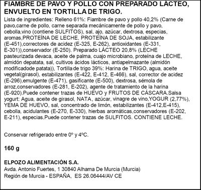 Rolling kebab de pollo y pavo al curry El Pozo 160g