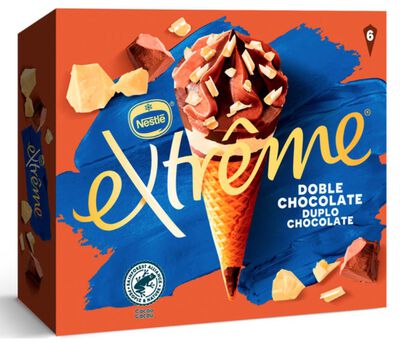 Helado Nestl&eacute; Extr&ecirc;me Cono Doble Chocolate 6x120 ml