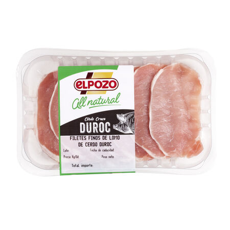 Filete fino de lomo de cerdo duroc All natural ElPozo 230g aproximadamente