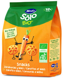 Snack ecológico de zanahoria y maíz HERO, bolsa 40 g