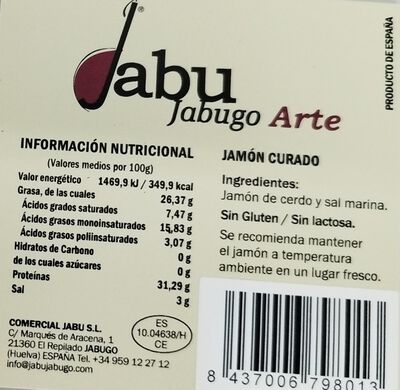 Jamón curado arte jabu 7,5k aprox