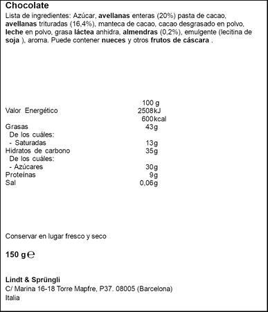 Bombones de chocolate negro Nuxor Lindt 150g