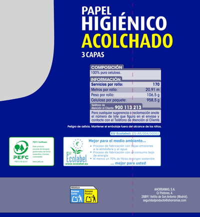 Papel higi&eacute;nico Lanta 9 rollos triple capa acolchado