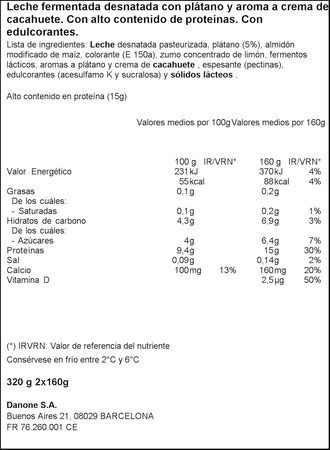 Yogur proteínas Yopro pack 2 plátano mantequilla cacahuete