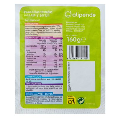 Panecillo tostado Alipende 160g con ajo