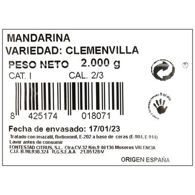 Mandarina o clementina malla 2kg