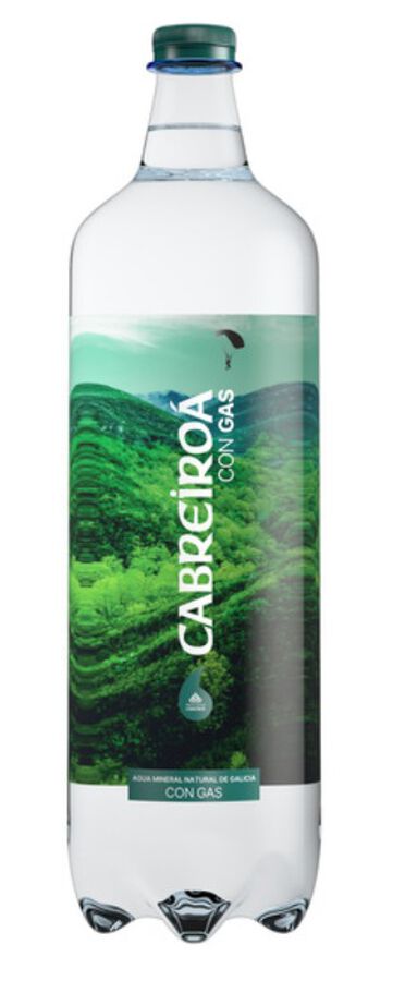 Agua mineral con gas Cabreiroá. Botella rPET 1L