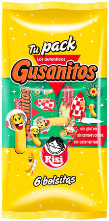 Snack de maíz sin gluten gusanitos Risi pack 6