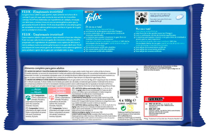 Comida húmeda gato Félix gelatina pescado pack 4