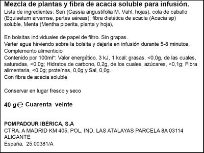 Infusión delgaxan fibra Pompadur 20 Uds