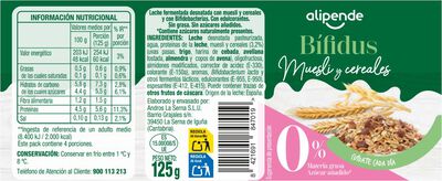 B&iacute;fidus Alipende sin az&uacute;car a&ntilde;adido pack 4 muesli y cereales