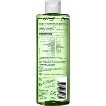 Agua micelar bio Garnier 400ml Flor de aciano calmante