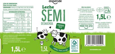 Leche Alipende Botella 1.5 litros semidesnatada