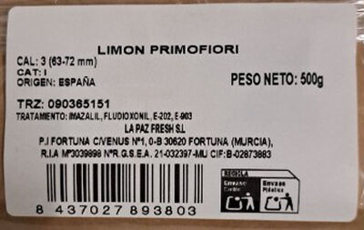 Lim&oacute;n con hoja en bandeja 500g