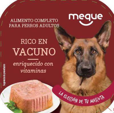 Comida húmeda perro Meque rico en vacuno 300g