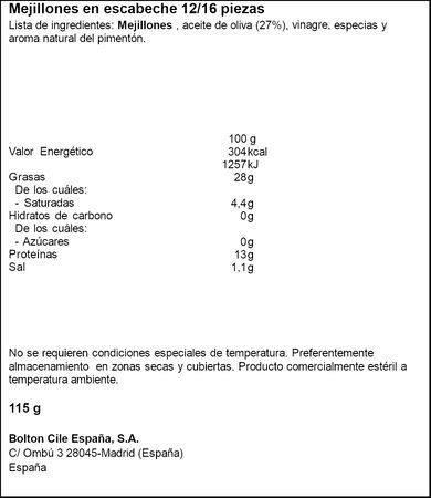 Mejillones en escabeche Cuca 12/16 69g