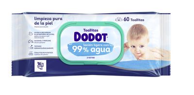 Toallita infantil con un 99% de agua Dodot 60 unidades