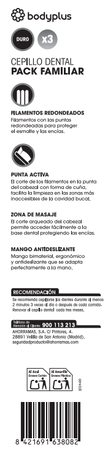 Cepillo Dental Bodyplus Pack-3 Duro