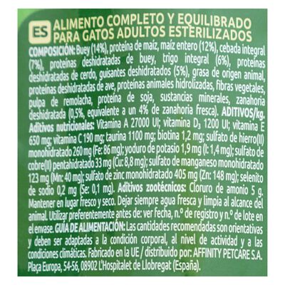 Pienso gato esterilizado Ultima buey 800g