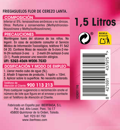 Friegasuelos Lanta 1,5l Flor de cerezo