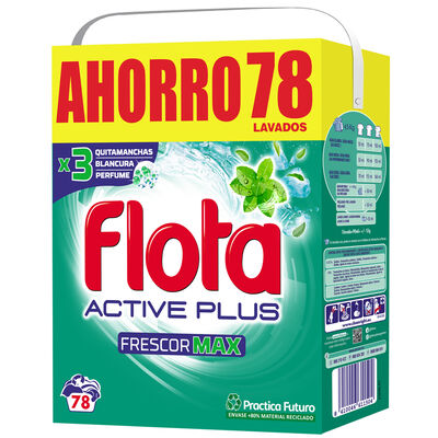 Detergente en  polvo Flota 78 lav Active Plus frescor max