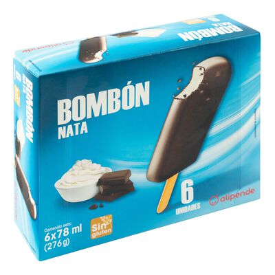 Helado bomb&oacute;n Alipende 6 uds nata