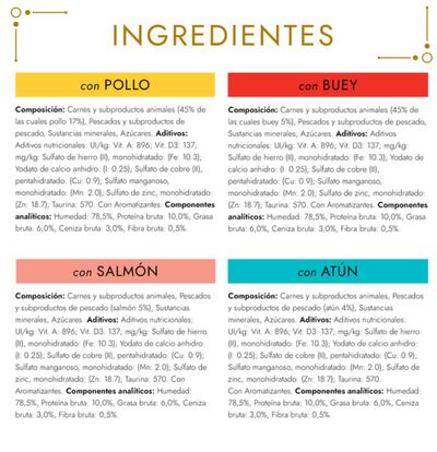 Comida h&uacute;meda para gato adulto Gourmet Gold Foundant con Salm&oacute;n, Pollo y Buey 12 latas