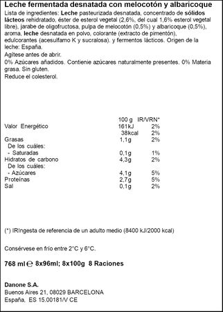 Danacol Melocot&oacute;n y Albaricoque 8x96ml