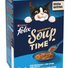 Alimento de gato soup con pescado con bacalao con at&uacute;n y con solla Felix 288g