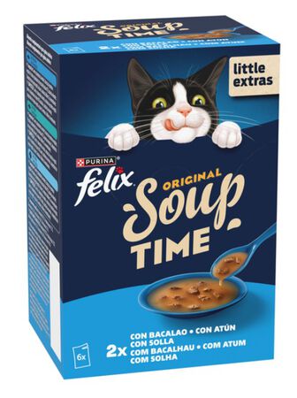 Alimento de gato soup con pescado con bacalao con at&uacute;n y con solla Felix 288g