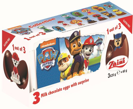 Huevo sorpresa de chocolate 3u Paw Patrol