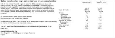Galleta chocolate negro sin az&uacute;car Gull&oacute;n 150g