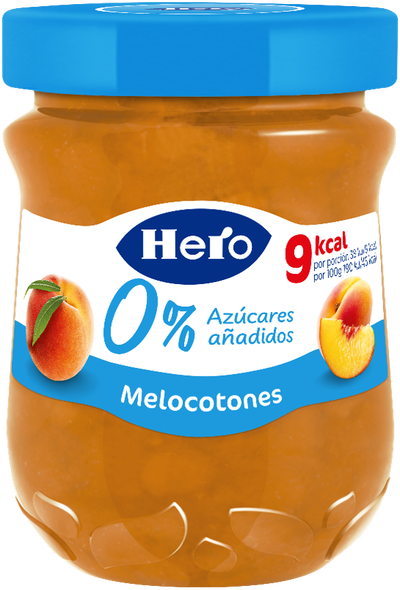 Confitura con 0% az&uacute;car a&ntilde;adido de melocot&oacute;n Hero 280g