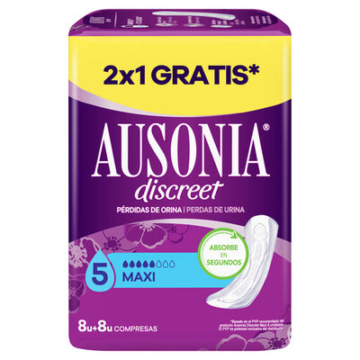 Compresa Discreet Ausonia 8+8 uds Maxi