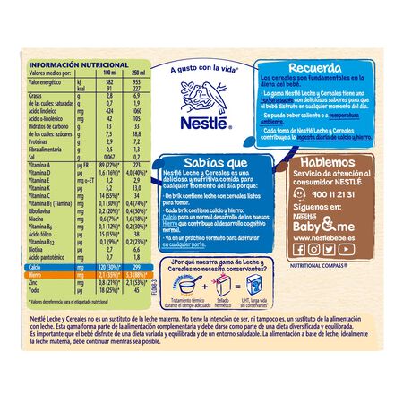 Papilla Nestlé leche cereales y galleta desde 6 meses