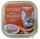 Comida h&uacute;meda gato Meque tarrina rico en salm&oacute;n 100g