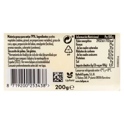 Plantequilla Tulip&aacute;n sin sal 200g