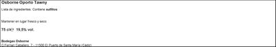Vino tinto DO Oporto Osborne Tawny