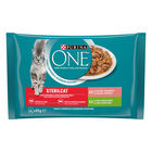 Comida h&uacute;meda Purina One salm&oacute;n pavo 4x85g