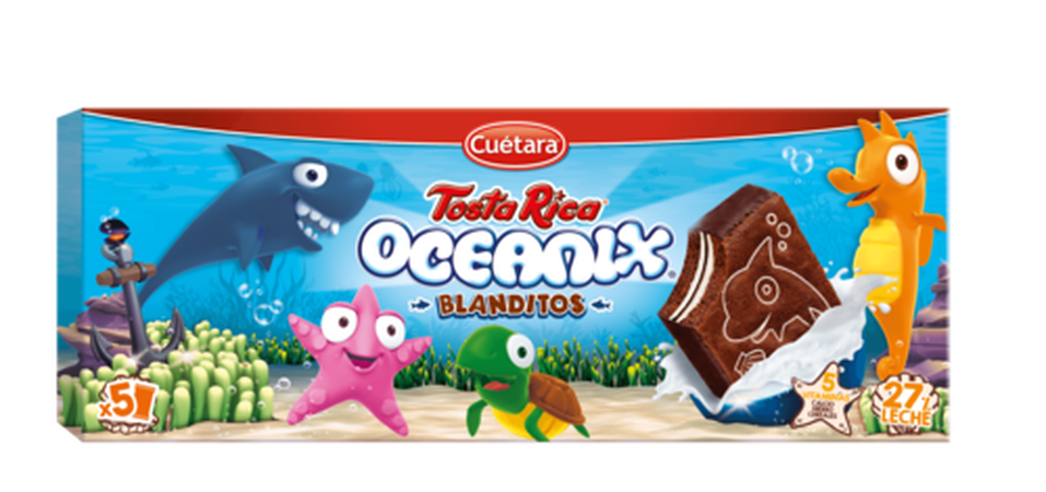 Bizcochito Tostarica Cuétara Oceanix leche y chocolate pack 5