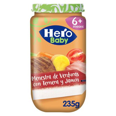 Tarrito de Menestra De Verduras con Ternera y Jamón Hero Baby 235 g
