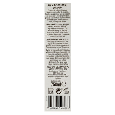 Agua de Colonia Bodyplus 750ml lavanda