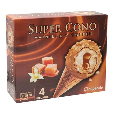 Helado super cono Alipende 4 uds vainilla-toffe