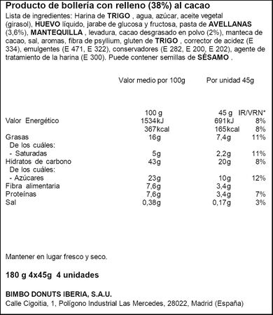 Bollycao 4 uds cacao 180g