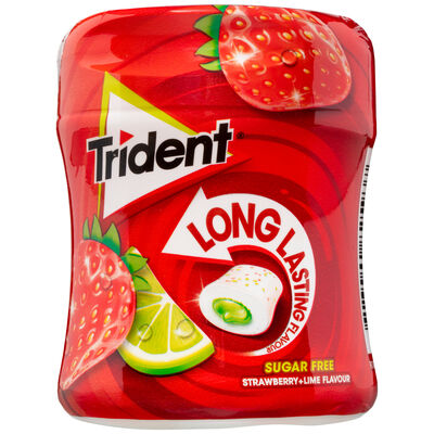 Chicles sin az&uacute;car de fresa y lima Trident 68,2g