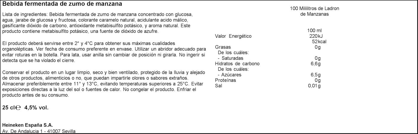 Sidra cider Ladrón de Manzanas 25cl